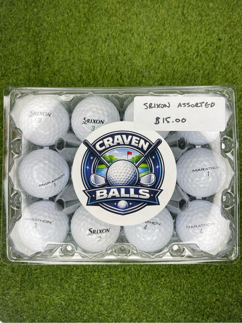 Srixon Assorted Golf Balls - 12 Pack - Marathon, Soft Feel & Srixon - Clean,Used